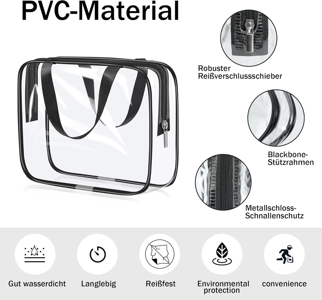 Transparente Kulturbeutel, Kulturbeutel Flugzeug Für Frauen, PVC Reisebeutel Flugzeug Für Männer, Handgepäck Flüssigkeiten, Transparente Aufbewahrungstasche, Wasserdichte Kosmetiktasche
