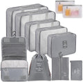 Kofferorganizer-Set in Beige, 11-Teiliges Packwürfel-Set, Wasserdichte Reisetaschen, Urlaubs- Und Reiseorganizer (Grau)