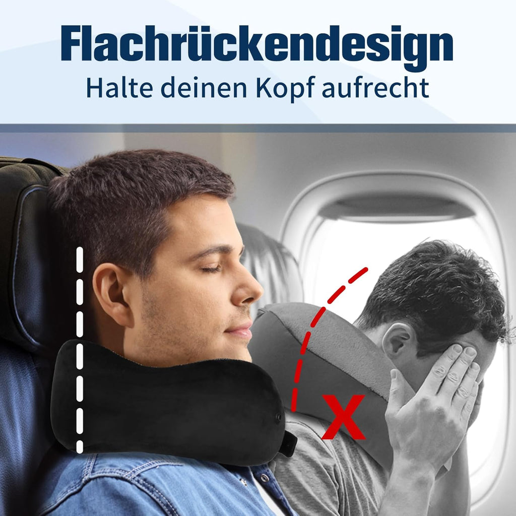 Cirorld Nackenkissen Flugzeug, Nackenhörnchen Erwachsene, Reisekissen Memory Foam, Verstellbares Kompaktes Nackenkissen Reise, Ergonomisches Weich Atmungsaktiv Mit Ohrstöpseln, Augenmaske,Tragetasche