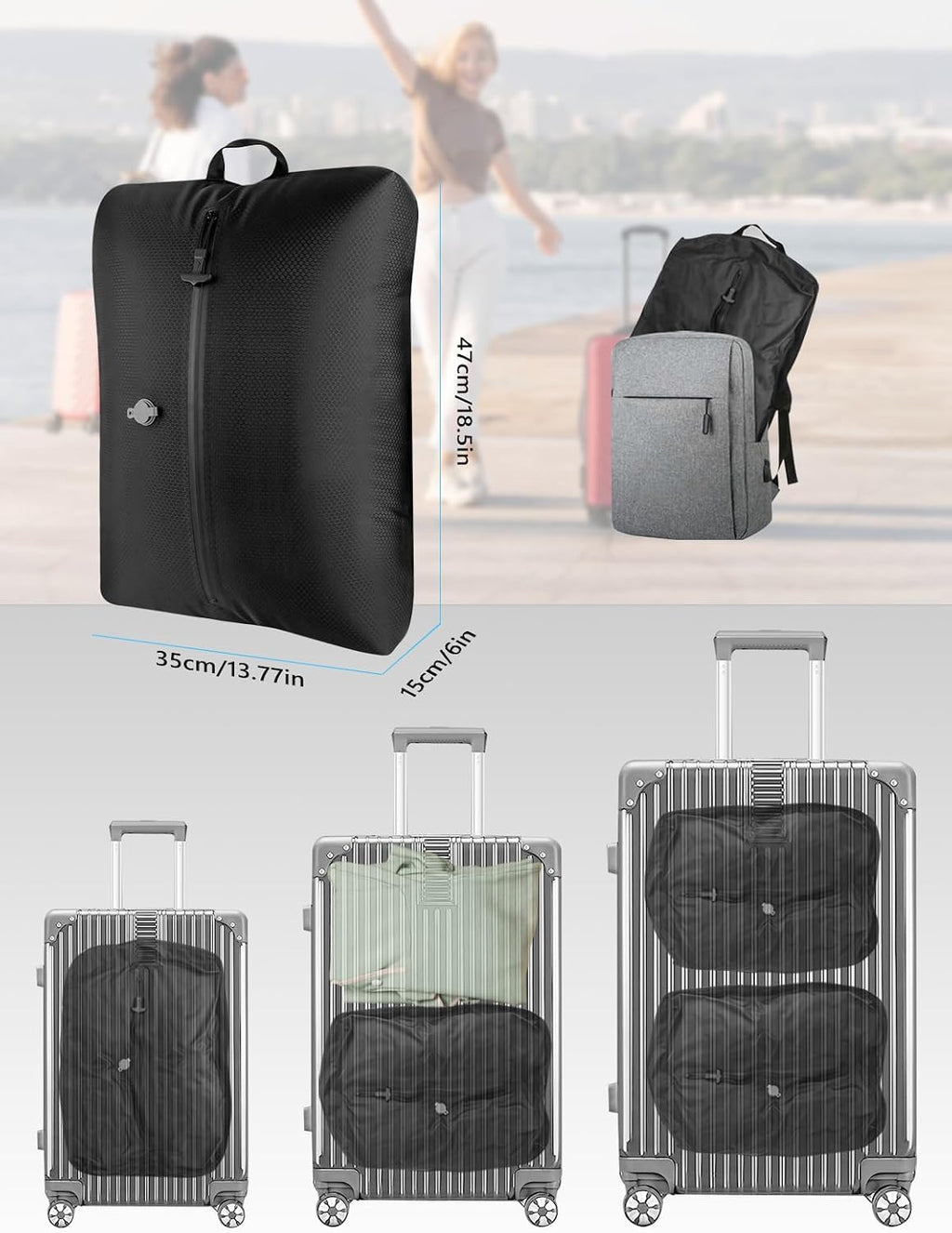 Vakuumbeutel Für Kleidung - IP67 Wiederverwendbare Vakuumtaschen Für Koffer, 5Kpa Pumpe Für Kleidung Bettwäsche, Reise Koffer Dienstreise Urlaub(2 Vakuumbeutel)