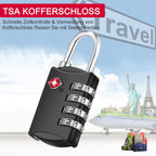ZHEGE TSA Schlösser, Kofferschlösser, 4-Stellig Schlösser (2, Schwarz) | Rucksack Schloss Für Koffer, Tasche, Rucksäcke, Gepäckschloss, Kleines Vorhängeschlösser Zahlenschlösser Spind