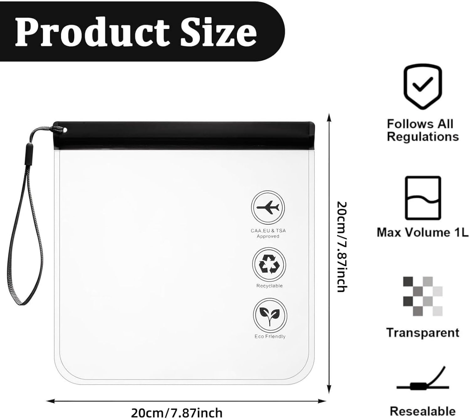 4Er Set Transparenter Kulturbeutel Flugzeug Beutel Flüssigkeiten, 1 Liter Beutel Flugzeug Kulturbeutel Reise Kosmetiktasche - Wasserdicht Auslaufsicher 20X20Cm Mit Griff Flughafen-Konform