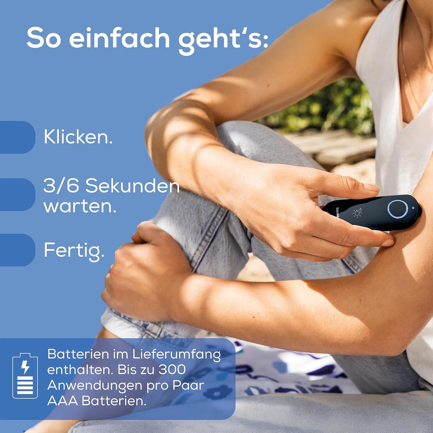 Beurer Bitex Day&Night Insektenstichheiler BR 90, Mückenstich Hitzestift Zur Behandlung Von Insektenstichen- Und Bissen, Elektronischer Stichheiler, Mit Licht Zur Anwendung Im Dunkeln, Reise-Gadget