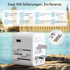 2025 Neueste Reiseadapter Weltweit, Universal Reisestecker Mit 2USB a Und 2 USB C,Internationaler Stecker Traval Adapter Für Deutschland USA England Australien Japan,Travel Essentials