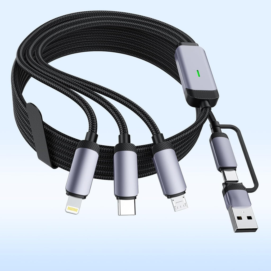 100 W Usb-C-Multi-Schnellladekabel, 1,8 M, 5-In-1-Nylongeflecht Mit Micro-Usb-Typ-C-Lightning-Anschluss Für Iphone, Kompatibel Mit Iphone 16, 15, 14, 13, 12, 11, X Pro Max, Samsung S24, 23, 22
