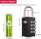 ZHEGE TSA Schlösser, Kofferschlösser, 4-Stellig Schlösser (2, Schwarz) | Rucksack Schloss Für Koffer, Tasche, Rucksäcke, Gepäckschloss, Kleines Vorhängeschlösser Zahlenschlösser Spind