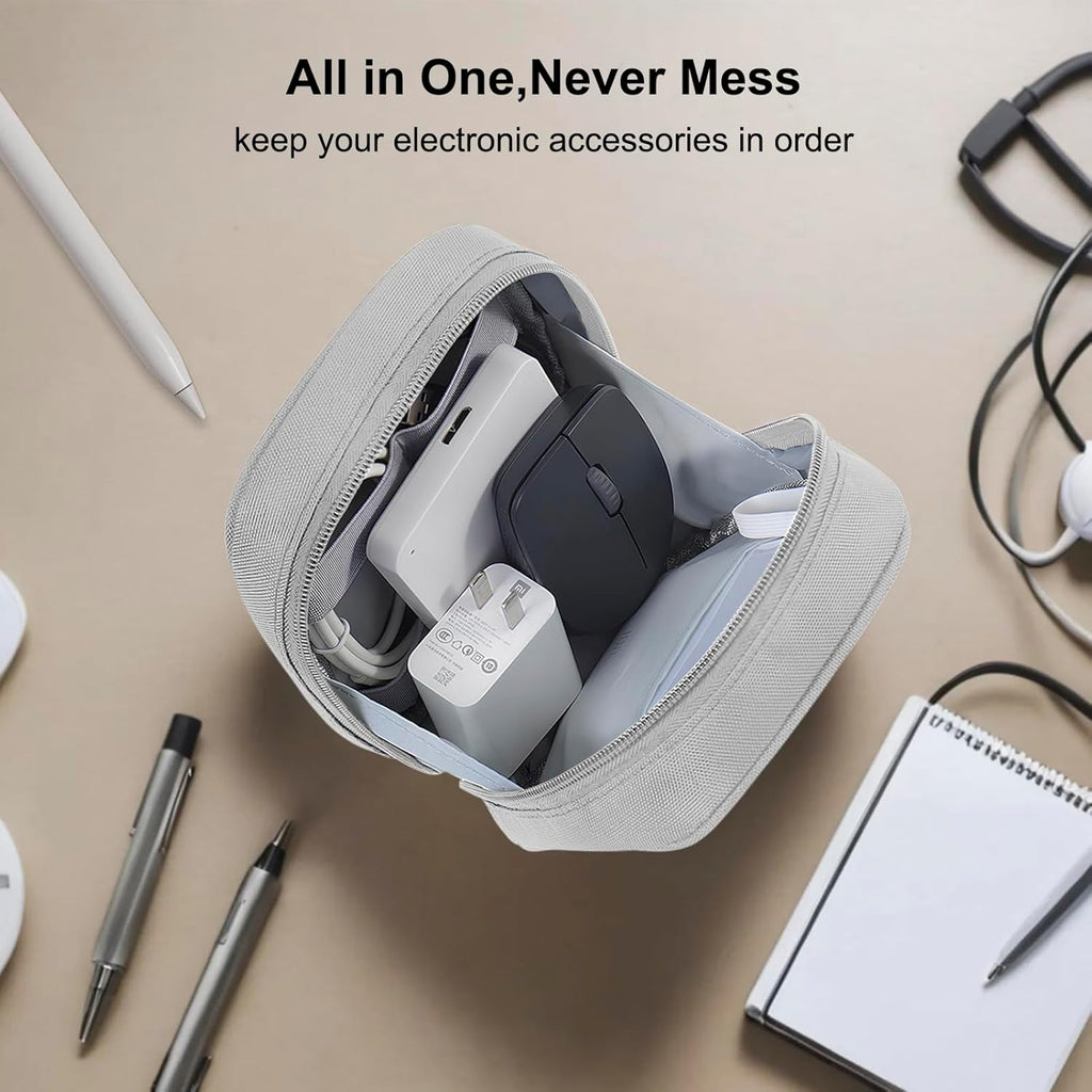 DOB SECHS Reise Kabeltasche, Wasserfest Kabel Organizer Tasche, Tragbare Elektronik Organizer Bag, Tech Pouch,Für Handyladekabel, Powerbank, Kabel, Adapter, Festplatte (Grau)