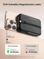 Aioneus Powerbank Für Magsafe, Magnetische Power Bank 10000Mah, PD 22,5W Schnellladung Wireless Powerbank Mit Integriertem USB-C Kabel, Klappbarer Ständer, Kompatibel Mit Iphone 16/15/14/13/12 Serien