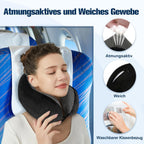 Cirorld Nackenkissen Flugzeug, Nackenhörnchen Erwachsene, Reisekissen Memory Foam, Verstellbares Kompaktes Nackenkissen Reise, Ergonomisches Weich Atmungsaktiv Mit Ohrstöpseln, Augenmaske,Tragetasche