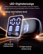 Bluetooth 5.3 Kopfhörer Kabellos, in Ear Bluetooth Kopfhörer Mit 4 ENC Mikrofonen, 48 Std Spielzeit, LED Anzeige, Hifi Stereo Sound, IPX7 Wasserdichte Sport Kopfhörer – Schwarz