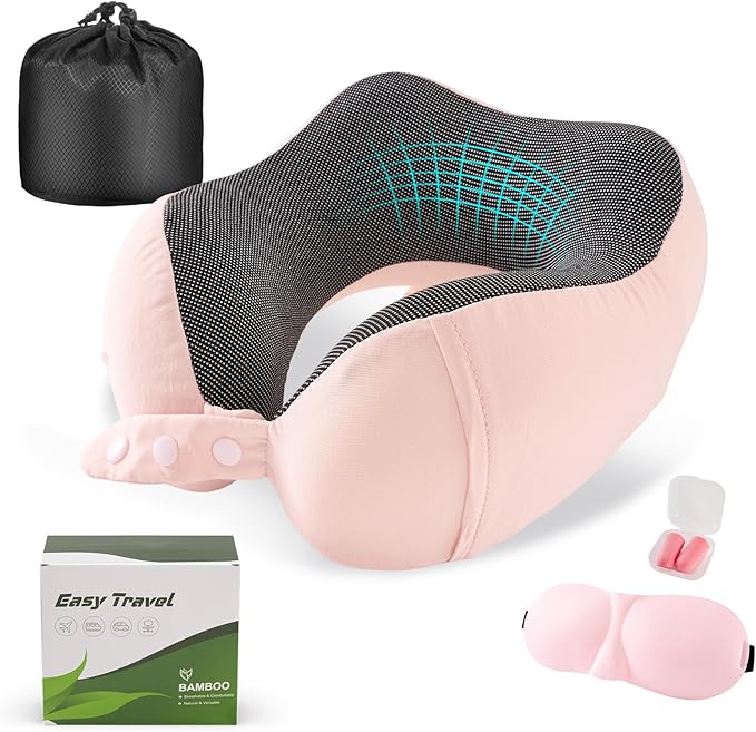 Airplane Neck Pillow Memory Foam – Ergonomic, Adjustable