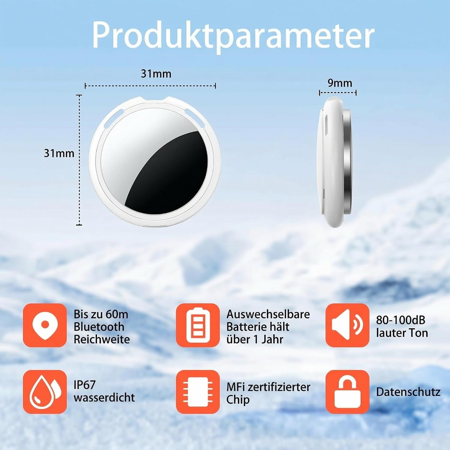 2Er Pack Air Tracker Tag [Apple Mfi-Zertifiziert] Kompatibel Mit Apple Wo Ist? App (Nur Ios) Smart Bluetooth Koffer Tracker Tagg Schlüsselfinder GPS Weltweite Ortung Für Haustier Geldbörse Hundegepäck