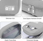 DOB SECHS Reise Kabeltasche, Wasserfest Kabel Organizer Tasche, Tragbare Elektronik Organizer Bag, Tech Pouch,Für Handyladekabel, Powerbank, Kabel, Adapter, Festplatte (Grau)