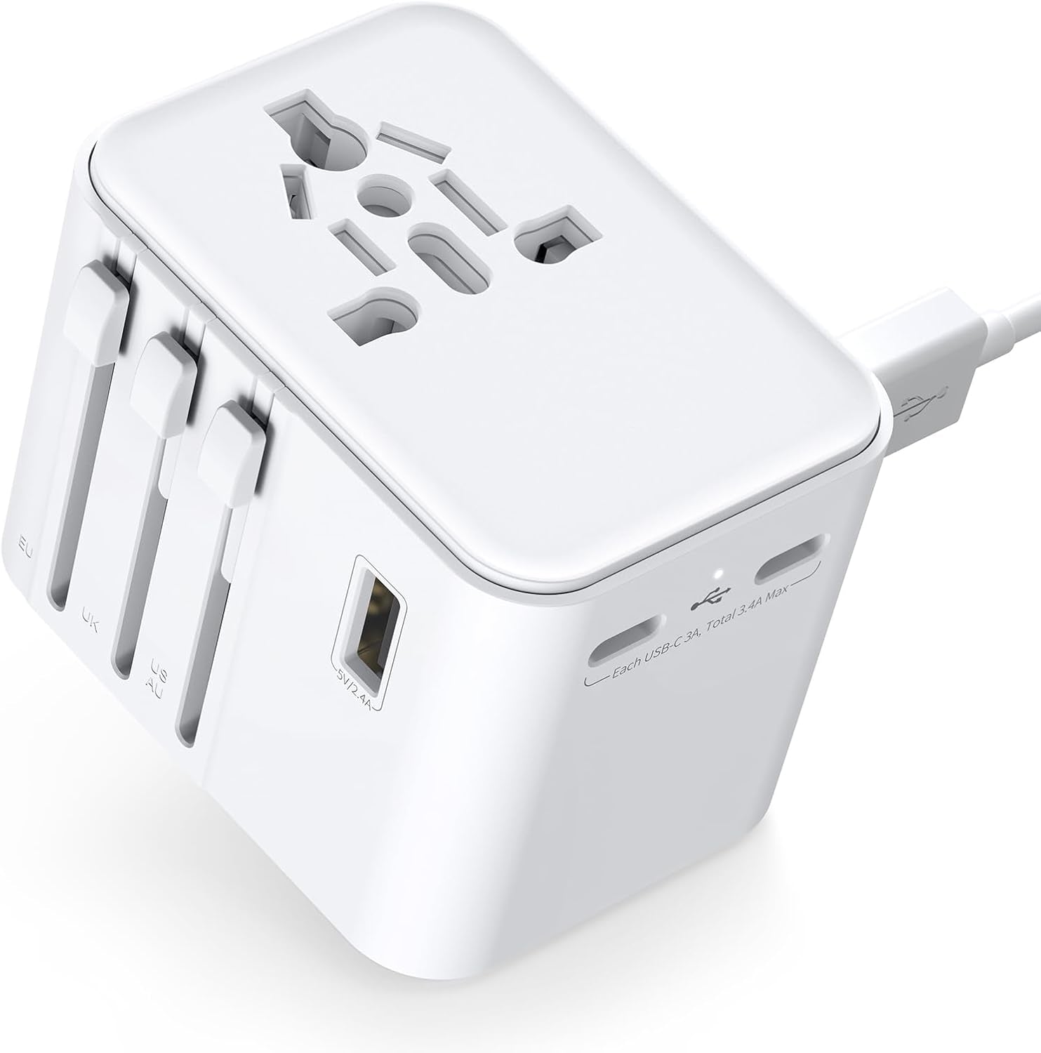 2025 Neueste Reiseadapter Weltweit, Universal Reisestecker Mit 2USB a Und 2 USB C,Internationaler Stecker Traval Adapter Für Deutschland USA England Australien Japan,Travel Essentials