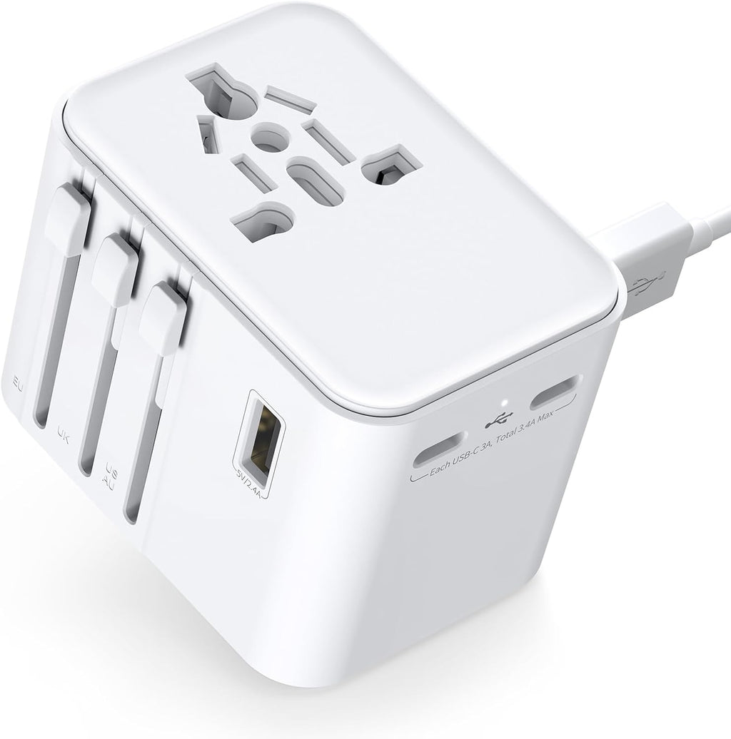 2025 Neueste Reiseadapter Weltweit, Universal Reisestecker Mit 2USB a Und 2 USB C,Internationaler Stecker Traval Adapter Für Deutschland USA England Australien Japan,Travel Essentials