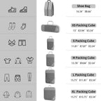 Grau Koffer Organizer Set, 6 Teilige Compression Packing Cubes, Kofferorganizer, Travel Organizer, Kompression Packwürfel Set Für Koffer Rucksack Handgepäck