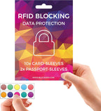 TÜV Geprüfte RFID Blocker NFC Kartenhülle | 12 Schutzhüllen Für Kreditkarte, EC Karte, Bankkarte & Reisepass | Scheckkartenhülle Kreditkarten Schutzhülle Bankomatkarten Bankkarten Karten Schutz Hülle