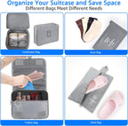 Kofferorganizer-Set in Beige, 11-Teiliges Packwürfel-Set, Wasserdichte Reisetaschen, Urlaubs- Und Reiseorganizer (Grau)