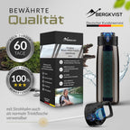 BERGKVIST® Outdoor Wasserfilter Flasche OBSIDIAN [650Ml] Mit Kompass | Trinkflasche Mit Filter Für Sauberes Trinkwasser, Wasseraufbereitung Für Die Camping-, Prepper- & Survival-Ausrüstung