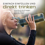 BERGKVIST® Outdoor Wasserfilter Flasche OBSIDIAN [650Ml] Mit Kompass | Trinkflasche Mit Filter Für Sauberes Trinkwasser, Wasseraufbereitung Für Die Camping-, Prepper- & Survival-Ausrüstung