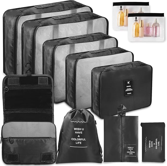 11-Piece Luggage Organizer Set - Waterproof & Lightweight