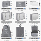 Kofferorganizer-Set in Beige, 11-Teiliges Packwürfel-Set, Wasserdichte Reisetaschen, Urlaubs- Und Reiseorganizer (Grau)