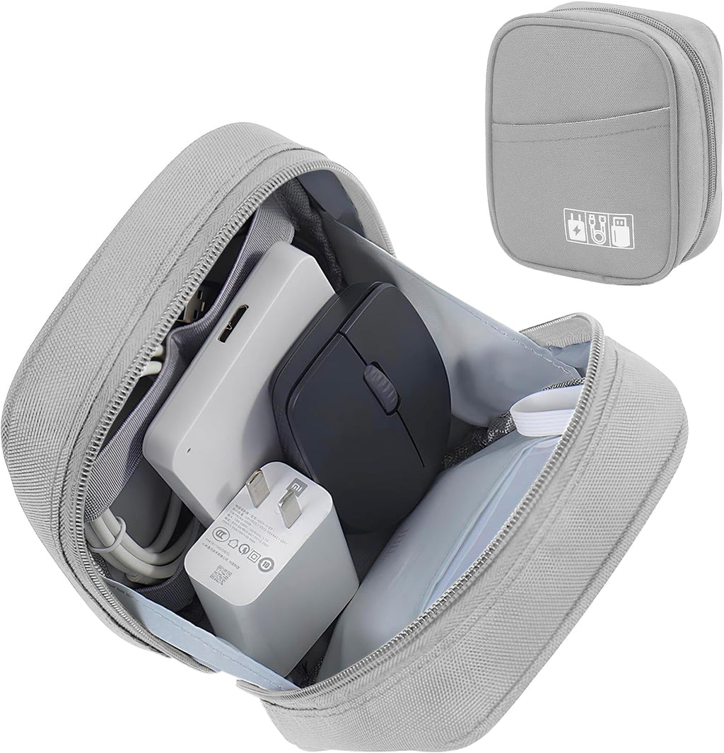 DOB SECHS Reise Kabeltasche, Wasserfest Kabel Organizer Tasche, Tragbare Elektronik Organizer Bag, Tech Pouch,Für Handyladekabel, Powerbank, Kabel, Adapter, Festplatte (Grau)