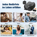 Cirorld Nackenkissen Flugzeug, Nackenhörnchen Erwachsene, Reisekissen Memory Foam, Verstellbares Kompaktes Nackenkissen Reise, Ergonomisches Weich Atmungsaktiv Mit Ohrstöpseln, Augenmaske,Tragetasche