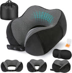 Cirorld Nackenkissen Flugzeug, Nackenhörnchen Erwachsene, Reisekissen Memory Foam, Verstellbares Kompaktes Nackenkissen Reise, Ergonomisches Weich Atmungsaktiv Mit Ohrstöpseln, Augenmaske,Tragetasche