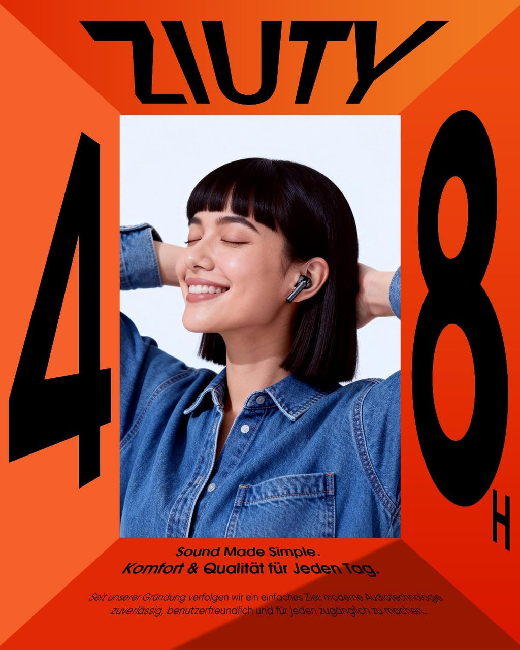 Bluetooth 5.3 Kopfhörer Kabellos, in Ear Bluetooth Kopfhörer Mit 4 ENC Mikrofonen, 48 Std Spielzeit, LED Anzeige, Hifi Stereo Sound, IPX7 Wasserdichte Sport Kopfhörer – Schwarz