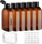 6 Stück Reiseflaschen Für Toilettenartikel,100Ml Reiseflaschen Set Mit Flip Cap Mit Etiketten,Wiederverwendbar Reiseflaschen Zum Befüllen,Geeignet Für Toilettenartikel/Camping/Reisen(Braun)