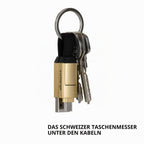 Rolling Square Incharge 6 - Schlüsselanhänger Mit Usb-C-Kabel, Universal-Smartphone-Kabel, Geschenk Für Männer, Handy-Aufladegerät 6-In-1, Technologisches Gadget, Silber, Lightning-Kabel 15 W