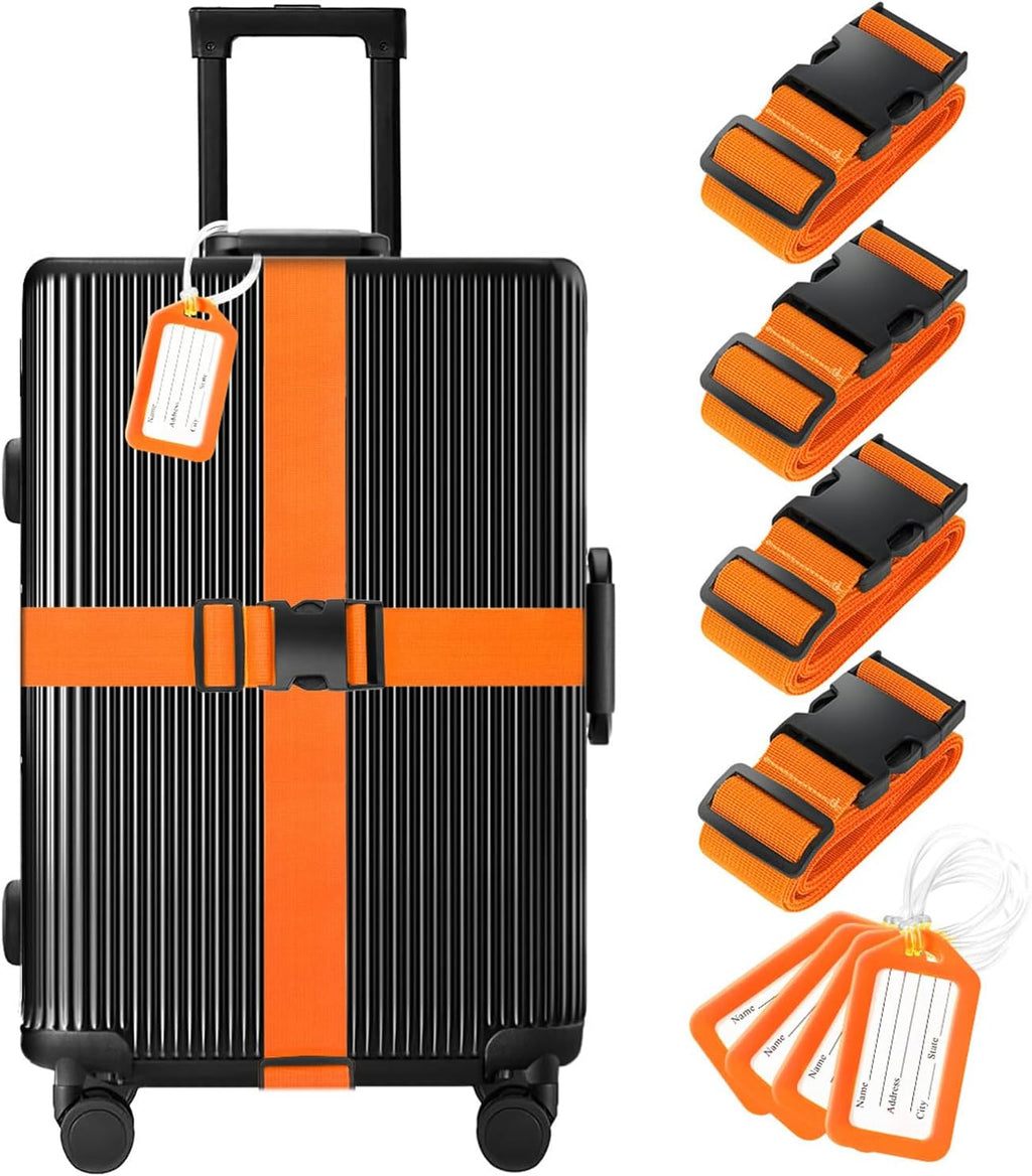 Gepäckzubehör: 8 Stück Gepäckgurte Und -Anhänger, Orange, Kunststoff, 72 X 2 Inches, Für PKW Und Lieferwagen, Schnalle, Strapazierfähig, 400 Lb Tragfähigkeit