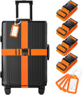 Gepäckzubehör: 8 Stück Gepäckgurte Und -Anhänger, Orange, Kunststoff, 72 X 2 Inches, Für PKW Und Lieferwagen, Schnalle, Strapazierfähig, 400 Lb Tragfähigkeit