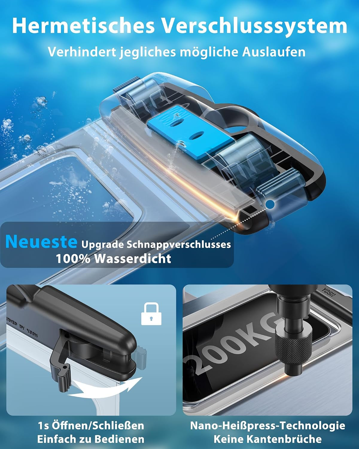 YOSH Wasserdichte Handyhülle [2 Stück], 7,0 Zoll IPX8 Unterwasser Handyhülle, Wasserfeste Handytasche Für Iphone 17 16 15 14 Pro Max XS Samsung S26 S25 S24 S23 Ultra A56 Xiaomi 17 15- Clear