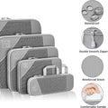 Grau Koffer Organizer Set, 6 Teilige Compression Packing Cubes, Kofferorganizer, Travel Organizer, Kompression Packwürfel Set Für Koffer Rucksack Handgepäck