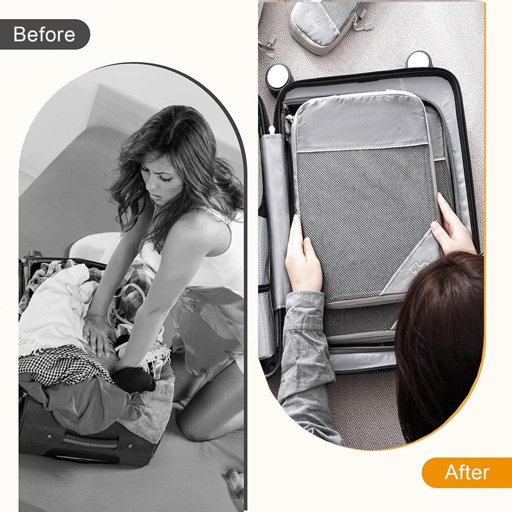 Grau Koffer Organizer Set, 6 Teilige Compression Packing Cubes, Kofferorganizer, Travel Organizer, Kompression Packwürfel Set Für Koffer Rucksack Handgepäck