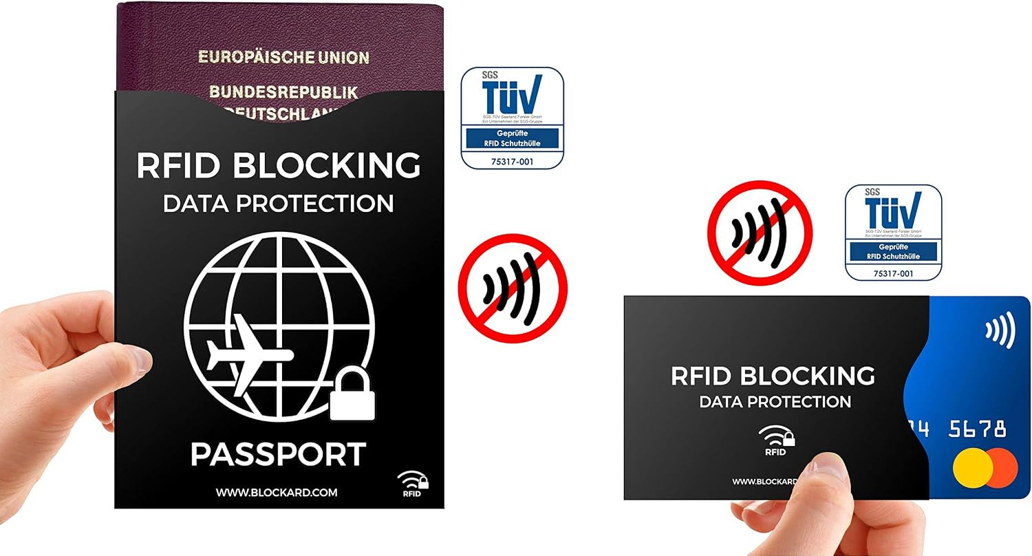 TÜV Geprüfte RFID Blocker NFC Kartenhülle | 12 Schutzhüllen Für Kreditkarte, EC Karte, Bankkarte & Reisepass | Scheckkartenhülle Kreditkarten Schutzhülle Bankomatkarten Bankkarten Karten Schutz Hülle