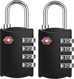 ZHEGE TSA Schlösser, Kofferschlösser, 4-Stellig Schlösser (2, Schwarz) | Rucksack Schloss Für Koffer, Tasche, Rucksäcke, Gepäckschloss, Kleines Vorhängeschlösser Zahlenschlösser Spind