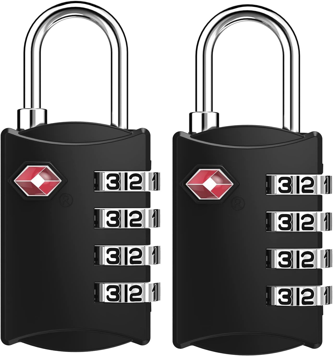 ZHEGE TSA Schlösser, Kofferschlösser, 4-Stellig Schlösser (2, Schwarz) | Rucksack Schloss Für Koffer, Tasche, Rucksäcke, Gepäckschloss, Kleines Vorhängeschlösser Zahlenschlösser Spind