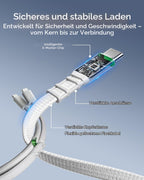 Qlex Einziehbares Usb-C-Auf-Usb-C Kabel, 240 W Schnellladen (PD 3.2), 1,2 M Rollbares Typ-C Ladekabel, Kompakt & Tragbar, Für Iphone 16/15 Pro Max, Ipad, Macbook, Galaxy S25/S24