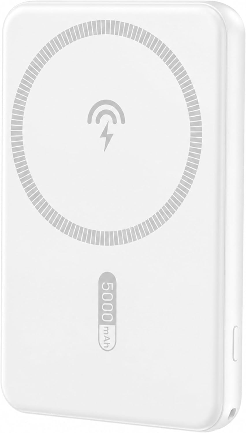 Powerbank Für Magsafe, 10000Mah 22.5W Schnellladen Magnetische Power Bank Slim, Wireless Externe Akkupack Mit Usb-C-Kabel Für Iphone & Samsung (Weiß, 5.000, Milliamperestunden (Mah))