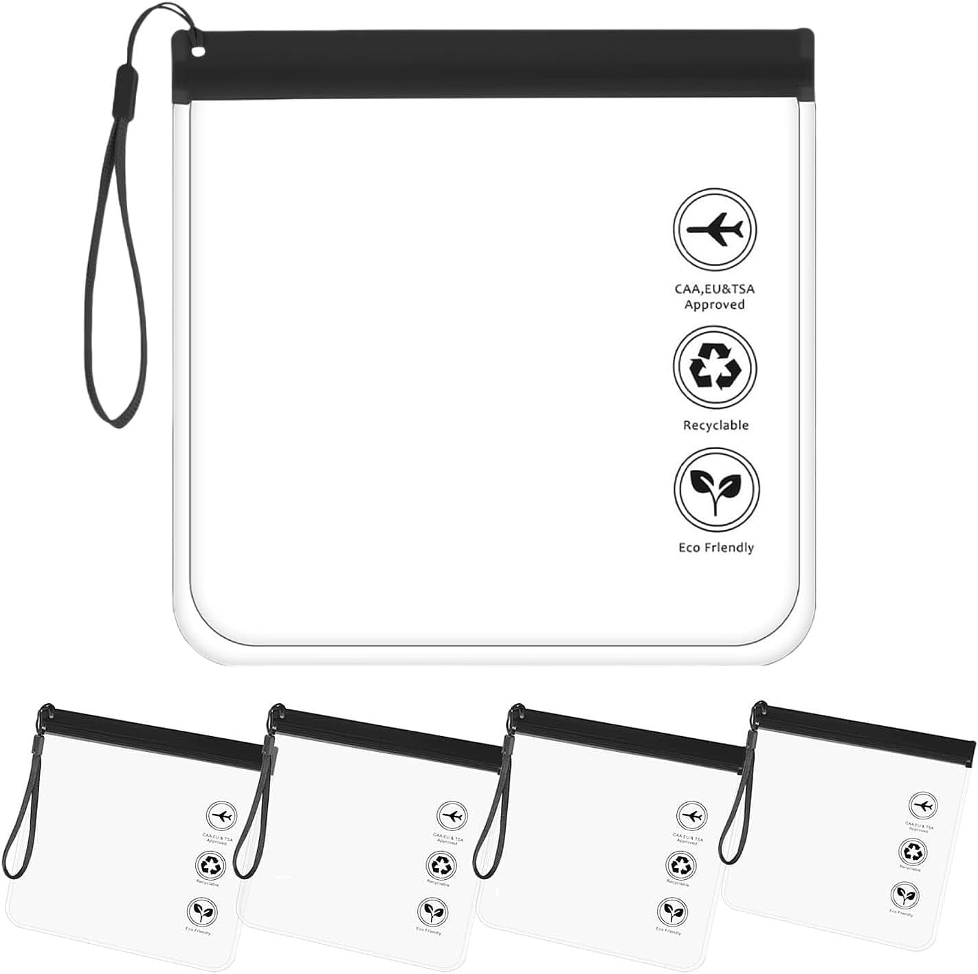 4Er Set Transparenter Kulturbeutel Flugzeug Beutel Flüssigkeiten, 1 Liter Beutel Flugzeug Kulturbeutel Reise Kosmetiktasche - Wasserdicht Auslaufsicher 20X20Cm Mit Griff Flughafen-Konform