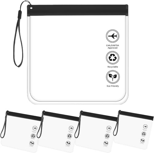 4Er Set Transparenter Kulturbeutel Flugzeug Beutel Flüssigkeiten, 1 Liter Beutel Flugzeug Kulturbeutel Reise Kosmetiktasche - Wasserdicht Auslaufsicher 20X20Cm Mit Griff Flughafen-Konform