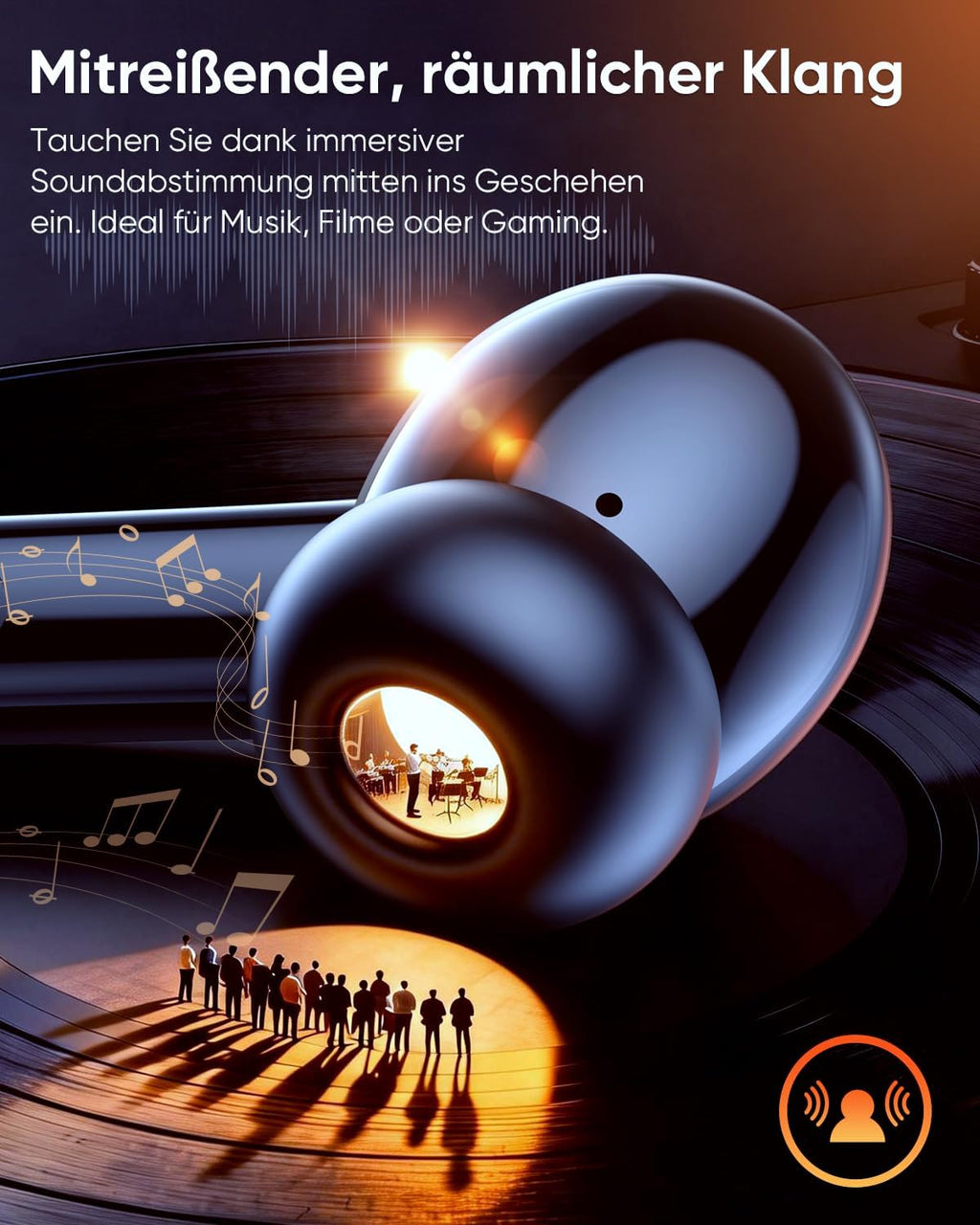 Bluetooth 5.3 Kopfhörer Kabellos, in Ear Bluetooth Kopfhörer Mit 4 ENC Mikrofonen, 48 Std Spielzeit, LED Anzeige, Hifi Stereo Sound, IPX7 Wasserdichte Sport Kopfhörer – Schwarz