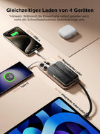 Aioneus Powerbank Für Magsafe, Magnetische Power Bank 10000Mah, PD 22,5W Schnellladung Wireless Powerbank Mit Integriertem USB-C Kabel, Klappbarer Ständer, Kompatibel Mit Iphone 16/15/14/13/12 Serien
