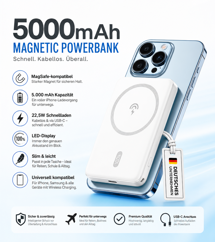 MagSafe Power Bank 10,000 mAh – 22.5W Fast Charging, Slim
