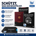 TÜV Tested RFID Blocker NFC Card Sleeve | 12 Protective Sleeves for Credit Card, Debit Card, Bank Card & Passport | Credit Card Protective Sleeve Debit Card Bank Card Protective Sleeve