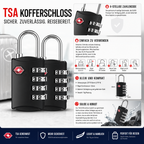 ZHEGE TSA Locks, Luggage Locks, 4-Digit Locks (2, Black) | Backpack Lock for Suitcases, Bags, Backpacks, Luggage Lock, Small Combination Padlocks Locker